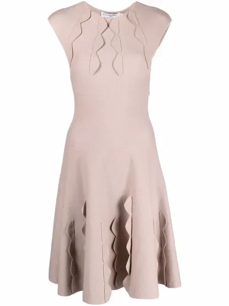 Pletené zvonové oblekové šaty Christian Dior Pre-owned růžové