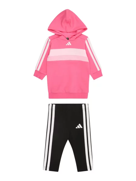 ADIDAS SPORTSWEAR Costum de trening SEASONAL ESSENTIALS TIBERIO 3 STRIPES FLEECE LEGGINGS roz închis / negru alb