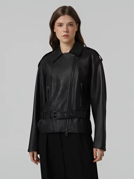 Шкіряна Шкіряна куртка Emporio Armani чорний