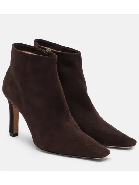 Cizme scurte The Row din piele de căprioară maro