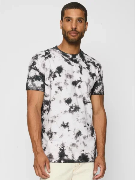 Tricou Urban Classics tie dye cu legături alb