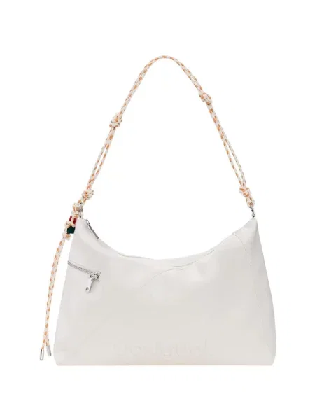 Geanta crossbody Desigual cu autograf alb