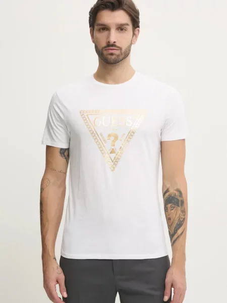 Тениска Guess с принт бяло