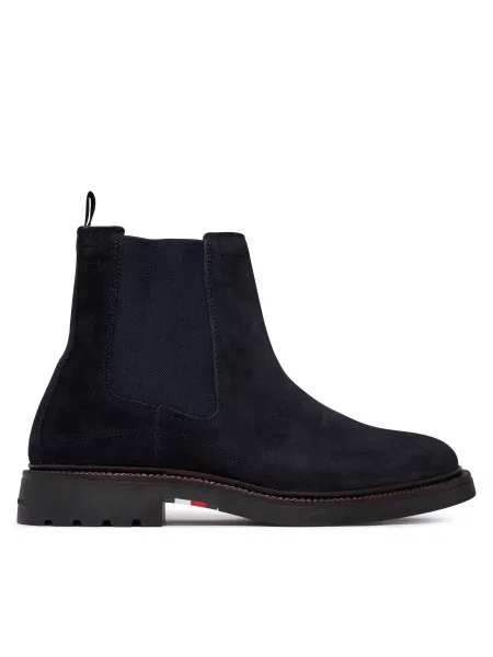 Kotníková obuv s elastickým prvkem Tommy Hilfiger Corporate Casual Suede Chelsea Tmavomodrá modré