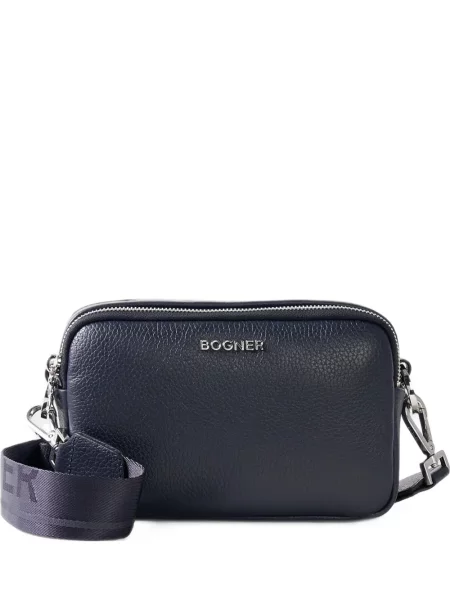 Kožená crossbody kabelka Bogner modrá