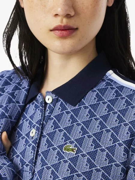 Polo Lacoste din jacard albastru