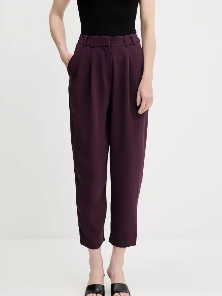 Answear Lab spodnie fason chinos high waist fioletowy