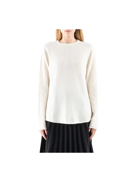 Sweter Semicouture z długim rękawem z okrągłym dekoltem biały