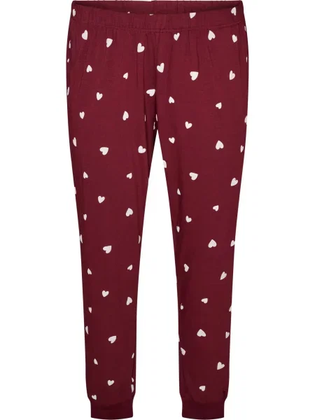 Zizzi Pantaloni de pijama HANNY roșu bordeaux alb