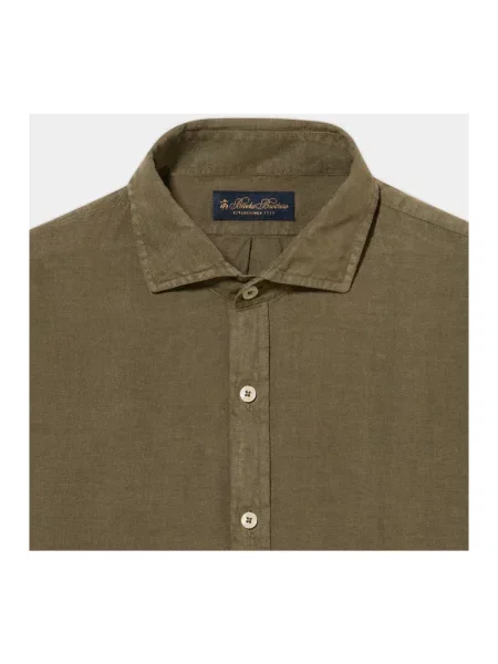 Lniana koszula Brooks Brothers zielona