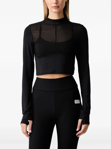 Decupat top Ea7 Emporio Armani plasă negru