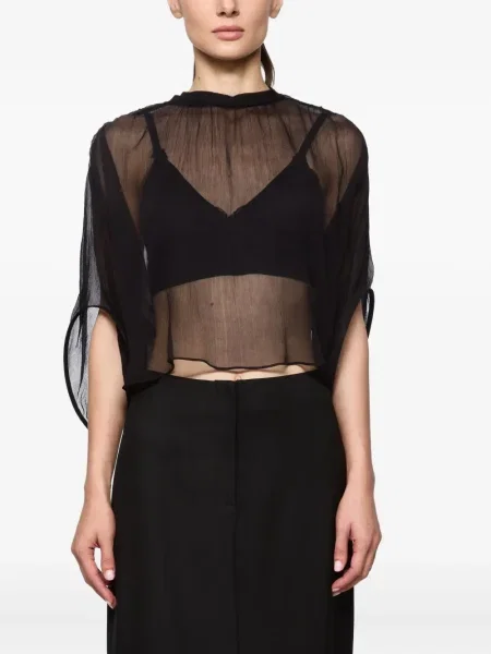 Bluză Atu Body Couture de mătase cu volane negru