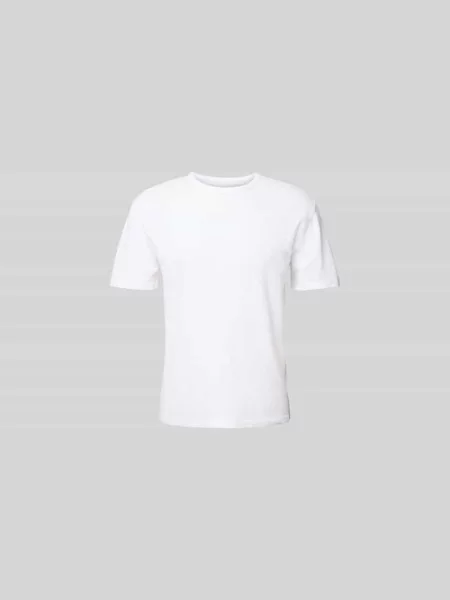 T-shirt z prążkowanym okrągłym dekoltem Officine Generale biała