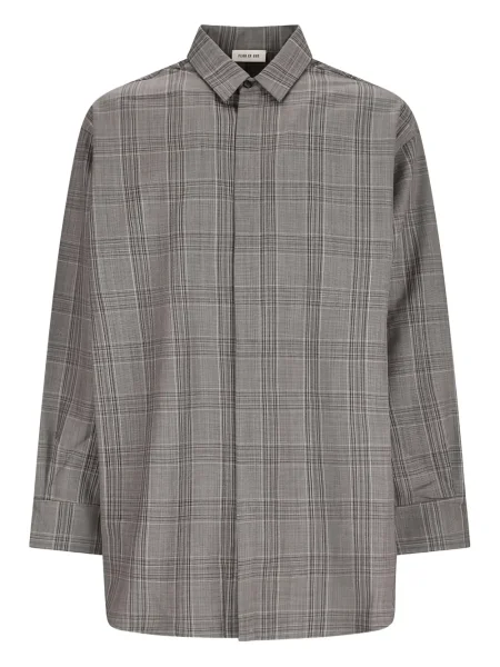 Kostkovaná klasická s límcem košile Fear Of God šedá