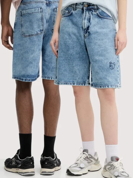 Дънков къс панталон Inbetweeners с изчистен дизайн синьо