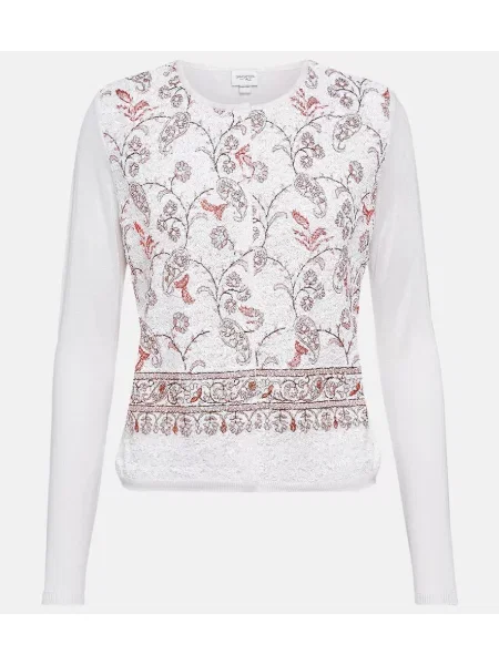 Cardigan Giambattista Valli cu broderie de mătase alb