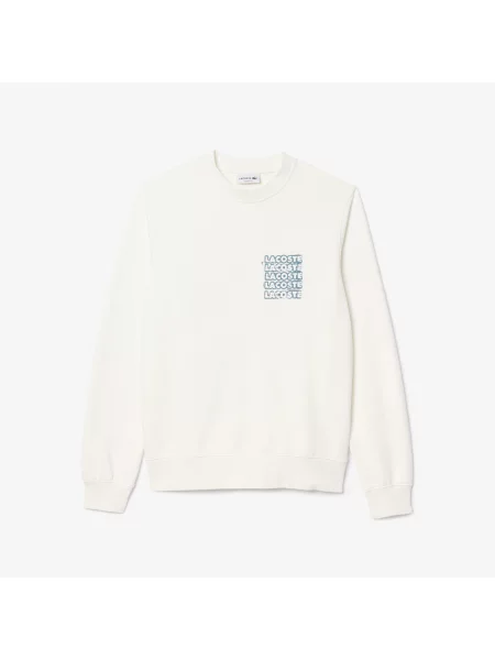 Lacoste Bluza Z Okrągłym Dekoltem Classic Fit biała