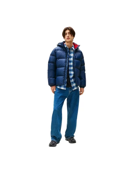 Kurtka puchowa o kroju relaxed fit z kapturem Tommy Jeans granatowa