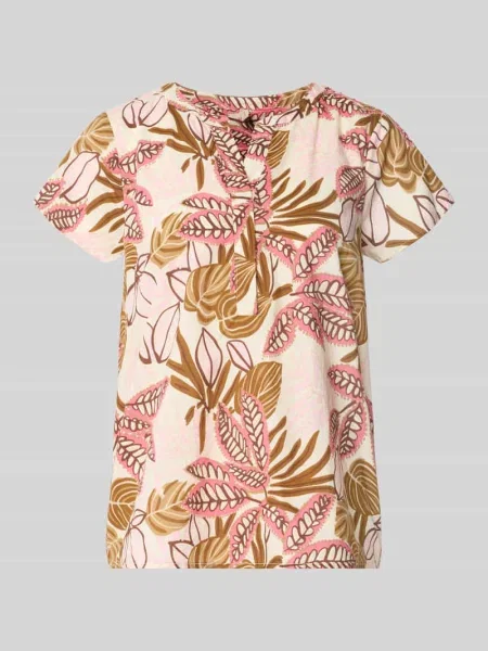 T-shirt o kroju relaxed fit z kwiatowym nadrukiem na całej powierzchni Soyaconcept różowa