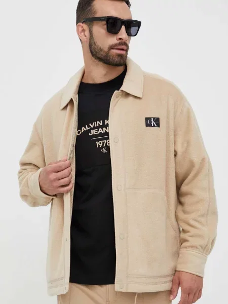 Яке Calvin Klein Jeans преходен модел с уголемена кройка бежово