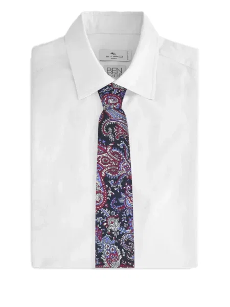 Cravată Etro de mătase cu model floral albastru