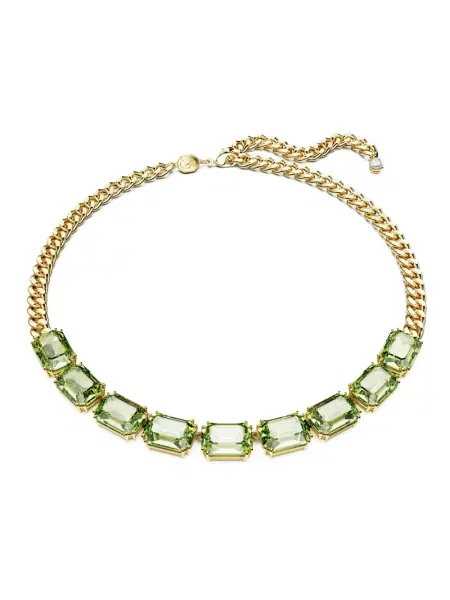 Lniany naszyjnik Swarovski zielony