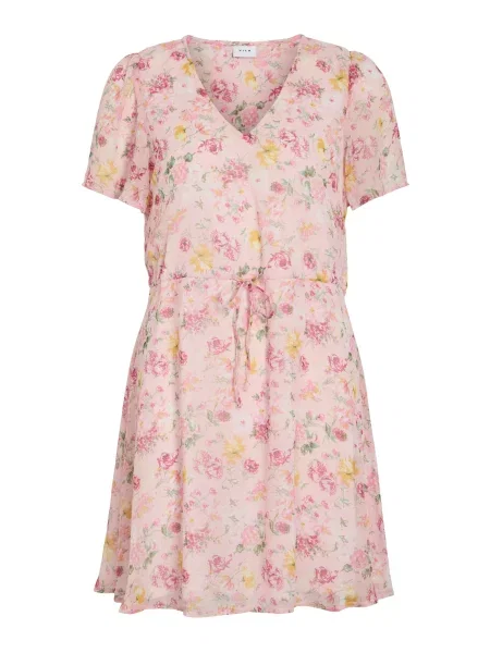 VILA Rochie VIFalia / verde / roz pal galben