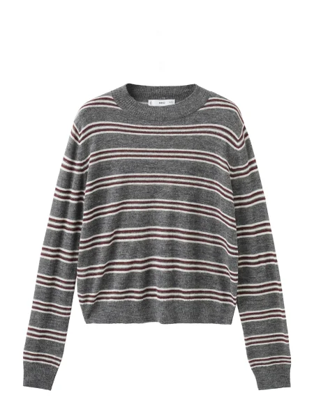 MANGO Pulover PEQUE gri închis / roşu închis alb