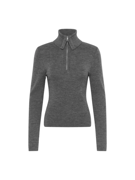 Sweter Gestuz z wysokim kołnierzem szary