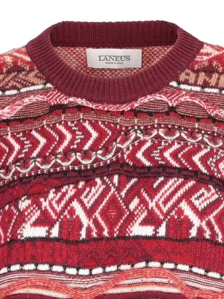 Pulover Laneus din jacard roșu