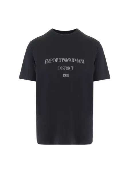 Koszulka Emporio Armani z logo niebieska