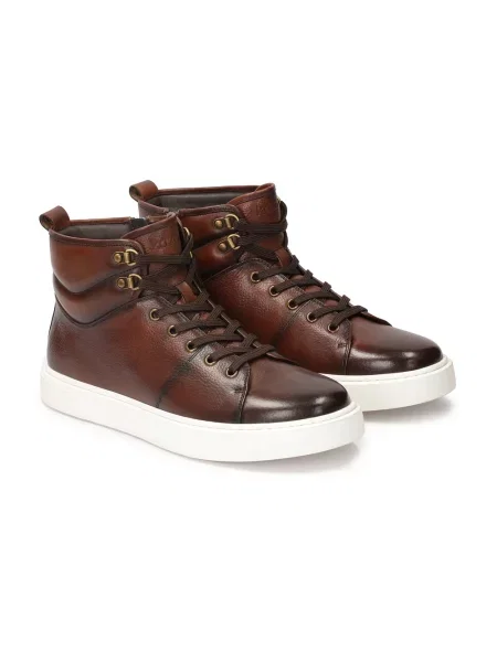Sneakersy Kazar skórzane brązowe
