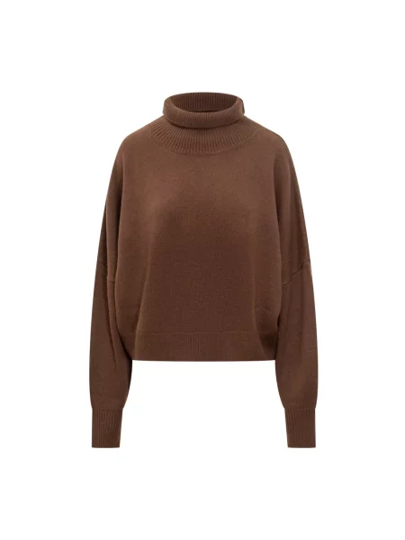 Sweter Loulou Studio wełniany ze stójką brązowy