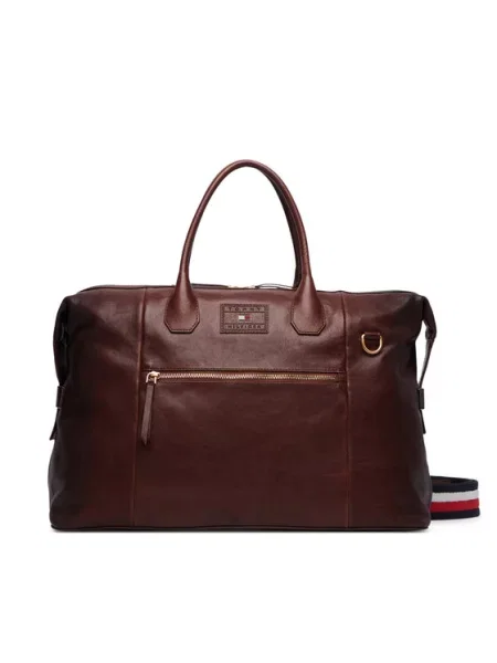 Tommy Hilfiger Geantă de weekend Th Casual Leather Duffle maro