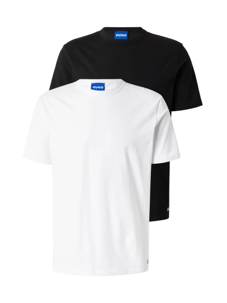 HUGO Tricou Naolo albastru / negru alb