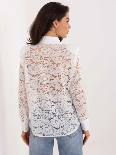 Bluză Italy Moda din dantelă alb
