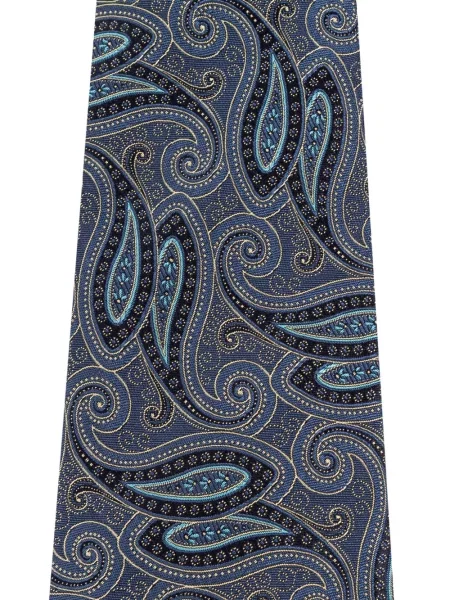 Cravată Etro cu model paisley albastru
