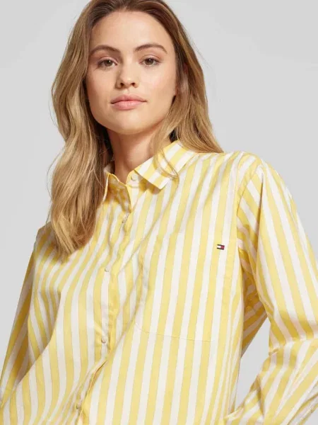 Bluzka koszulowa o kroju easy fit z listwą guzikową Tommy Hilfiger żółta