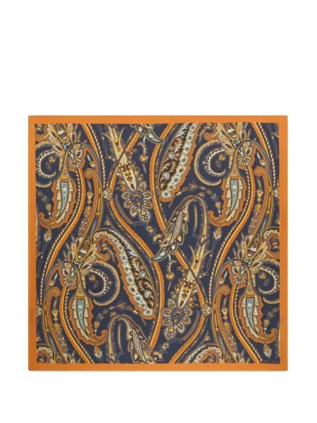 Fular Etro de mătase cu model paisley portocaliu