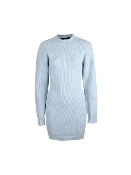 Sweter Dsquared2 wełniany z długim rękawem niebieski