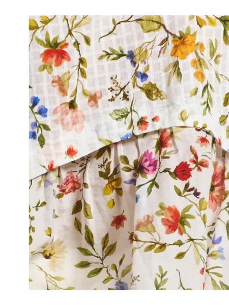 Top High cu model floral cu imagine alb
