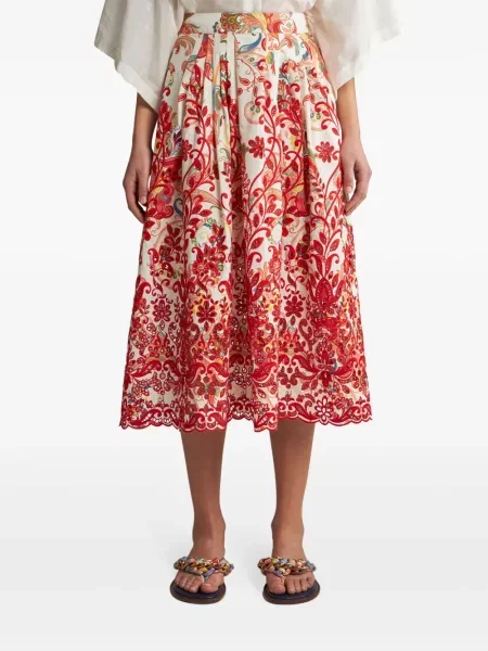 Haftowana spódnica midi Etro z wzorem paisley biała