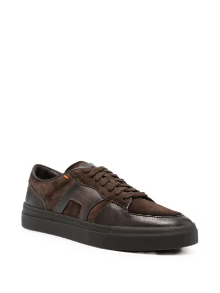 Sneakerși Santoni din piele de căprioară maro