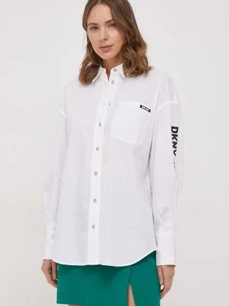 Dkny camasa din femei cu guler clasic relaxed alb