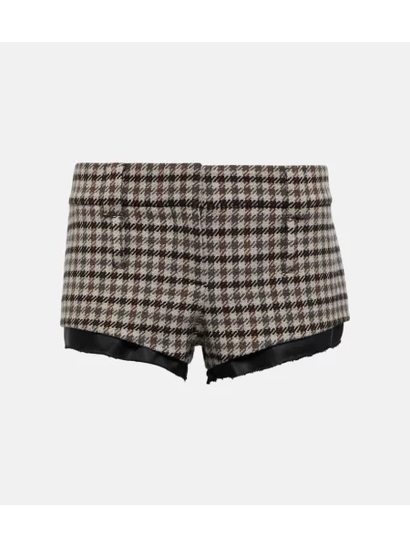 Szorty Miu Miu wełniane w pepitkę