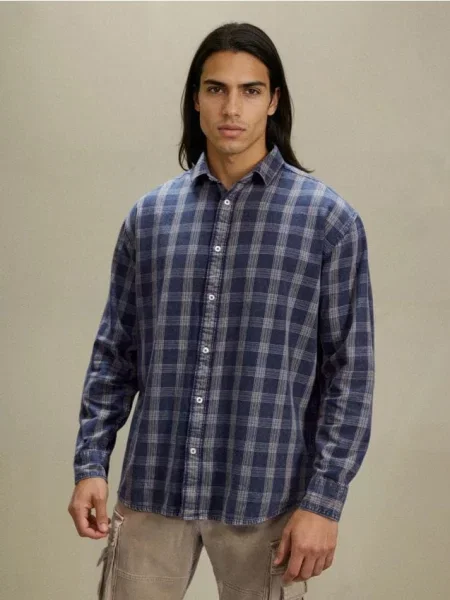 Sinsay kostkovaná košile modrá