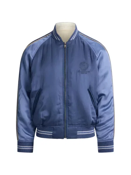 Reversibil geacă Ralph Lauren Purple Label din satin albastru