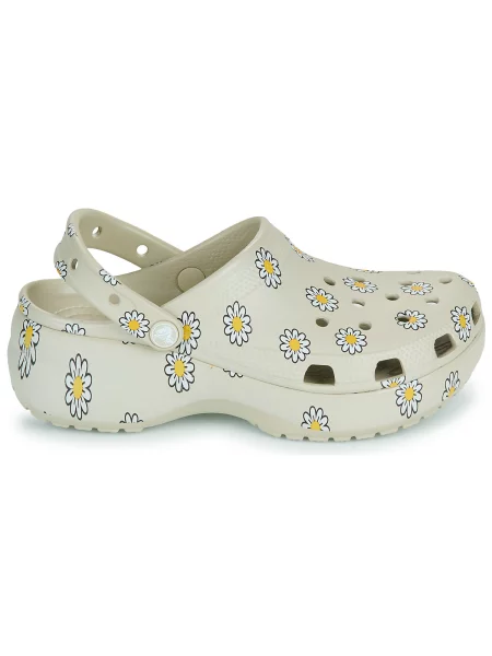 Virágos platform talpú klasszikus félcipő Crocs bézs