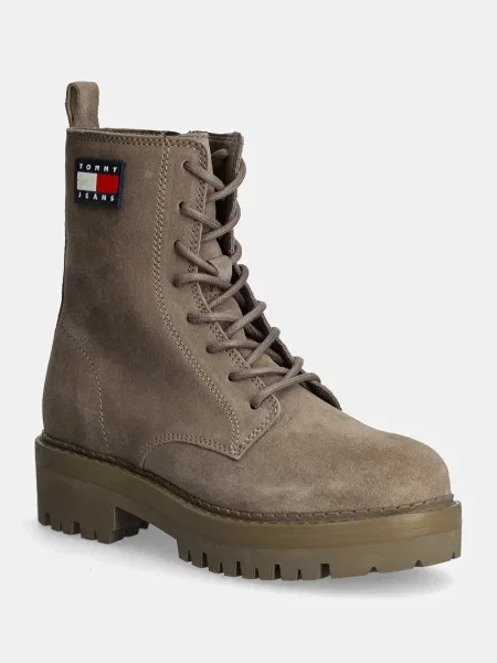 Botki Tommy Jeans zamszowe w miejskim stylu beżowe