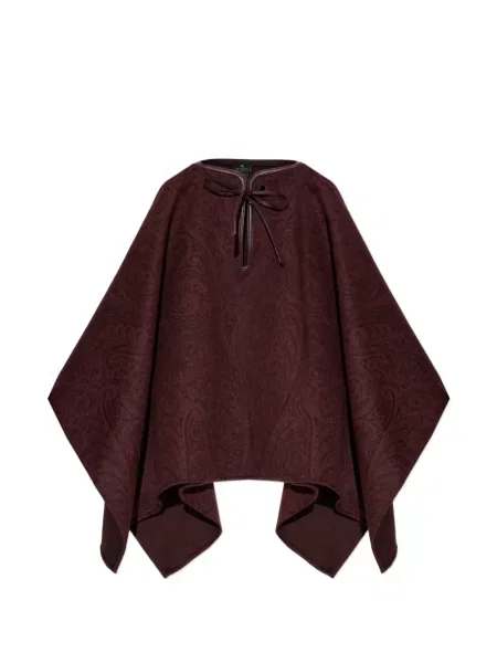 Poncho Etro cu model paisley cu legături roșu